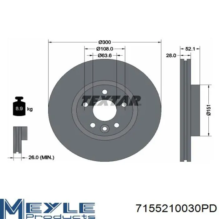 Диск переднього гальма Ford 7G911125DA ціна, від 55.51 USD