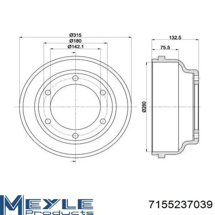 Барабан гальмівний задній 7155237039 Meyle