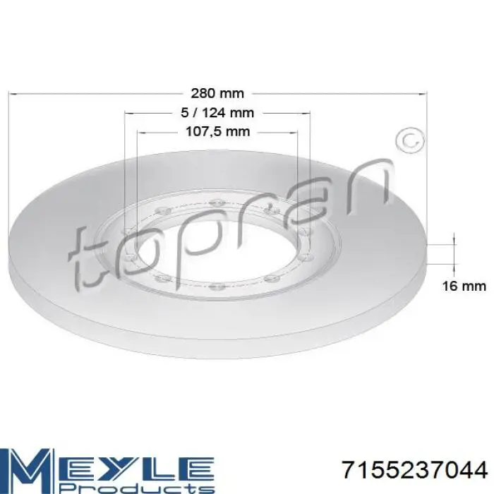 Задні дискові гальма Meyle 7155237044 ціна, від 27.02 USD