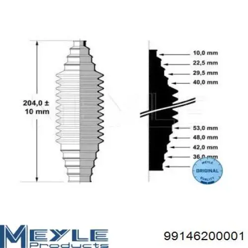 Пильник рульової тяги Meyle 99146200001 ціна, від 12.27 USD