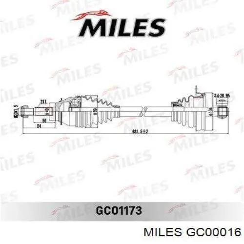 Піввісь задня, ліва GC00016 Miles