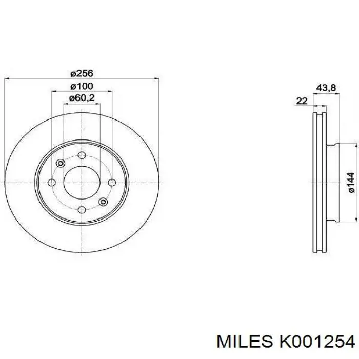 Диск гальмівний передній K001254 Miles