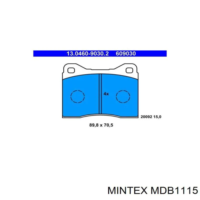 Колодки гальмівні передні, дискові MDB1115 Mintex