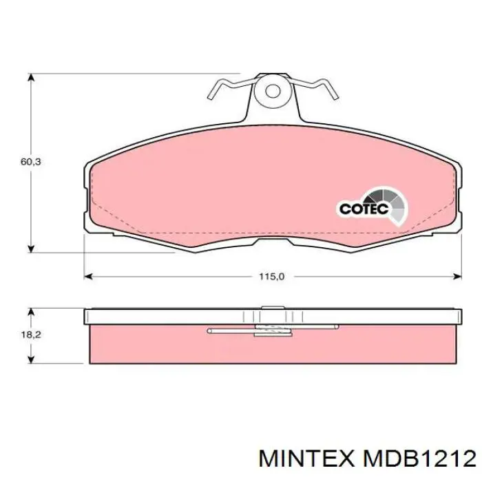 MDB1212 Mintex колодки гальмівні передні, дискові