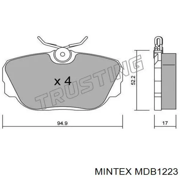 Купити MDB1223 Mintex Колодки гальмівні передні, дискові