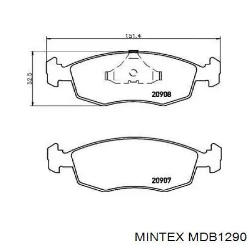 MDB1290 Mintex колодки гальмівні передні, дискові