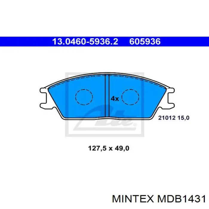 MDB1431 Mintex колодки гальмівні передні, дискові