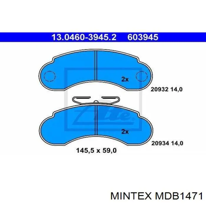 Колодки гальмівні передні, дискові MDB1471 Mintex