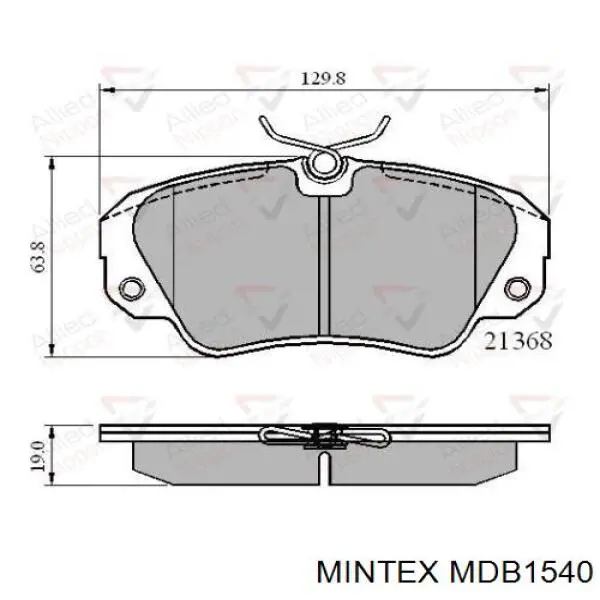 Купити MDB1540 Mintex Колодки гальмівні передні, дискові