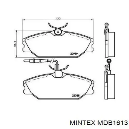 MDB1613 Mintex колодки гальмівні передні, дискові