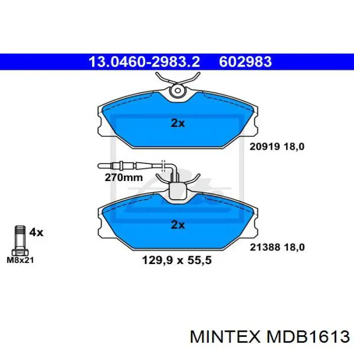 Гальмівні колодки Mintex MDB1613 ціна, від 20.32 USD