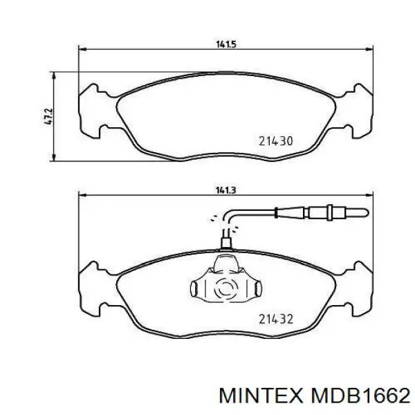 Колодки гальмівні передні, дискові MDB1662 Mintex