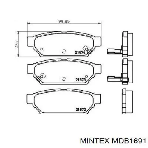 MDB1691 Mintex колодки гальмові задні, дискові