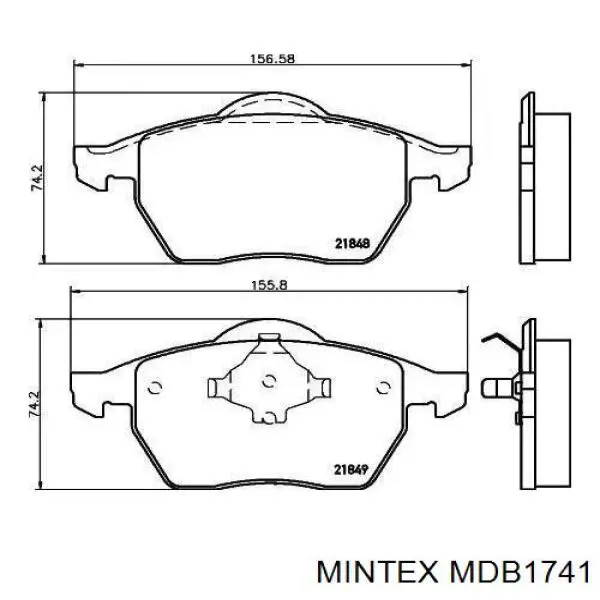 Купити MDB1741 Mintex Колодки гальмівні передні, дискові