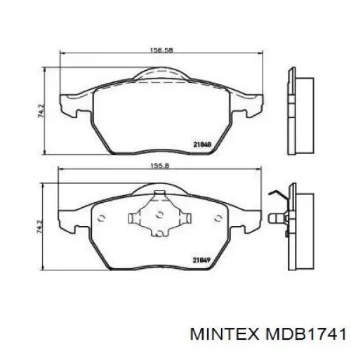 MDB1741 Mintex колодки гальмівні передні, дискові
