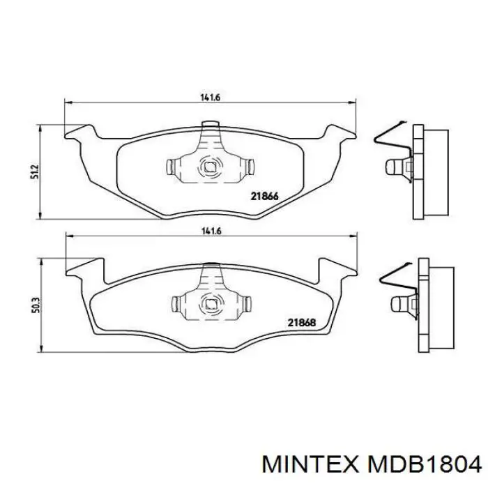 MDB1804 Mintex колодки гальмівні передні, дискові