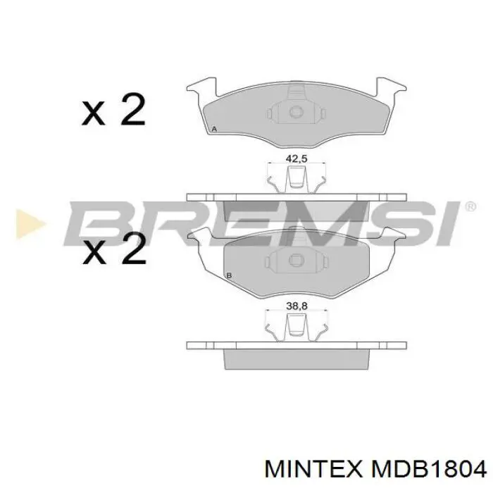 Купити MDB1804 Mintex Колодки гальмівні передні, дискові
