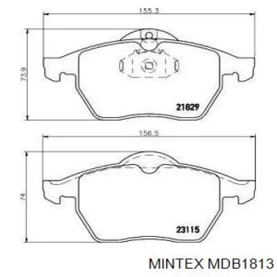 MDB1813 Mintex колодки гальмівні передні, дискові