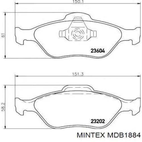 MDB1884 Mintex колодки гальмівні передні, дискові