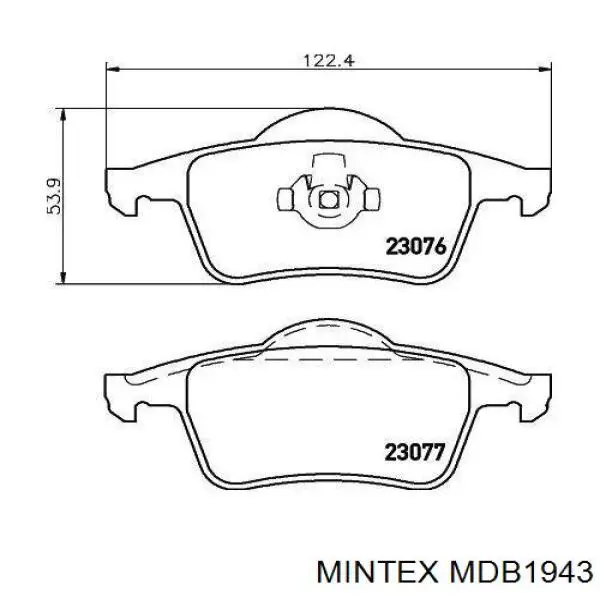 MDB1943 Mintex колодки гальмові задні, дискові