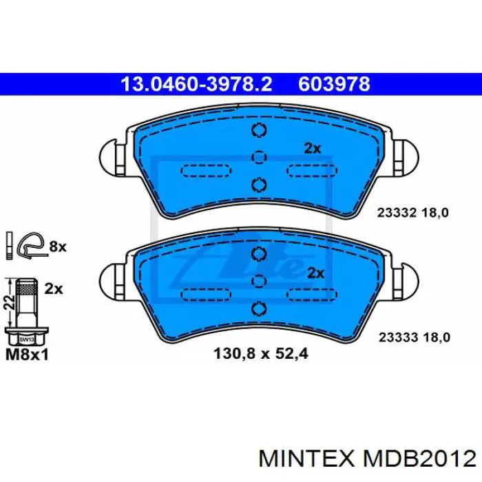 MDB2012 Mintex колодки гальмівні передні, дискові