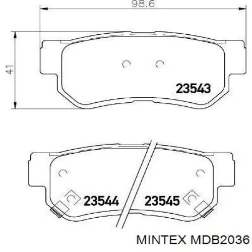 MDB2036 Mintex колодки гальмові задні, дискові