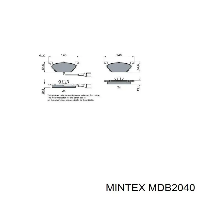 Передні тормозні колодки MDB2040 Mintex