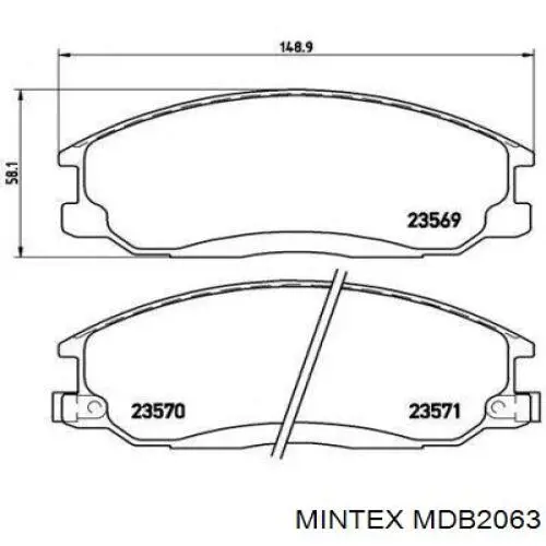 MDB2063 Mintex колодки гальмівні передні, дискові