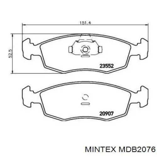 MDB2076 Mintex колодки гальмівні передні, дискові