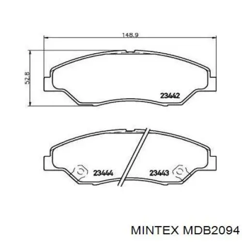 MDB2094 Mintex колодки гальмівні передні, дискові
