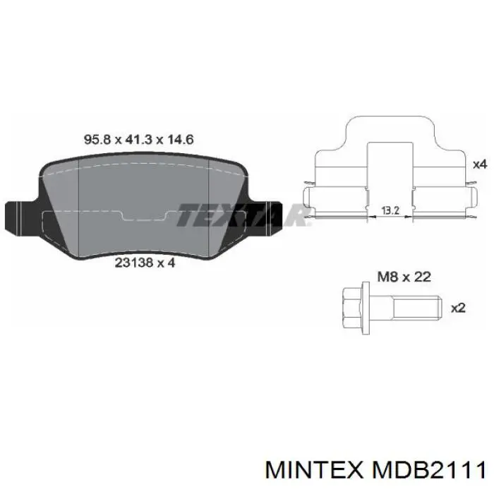 MDB2111 Mintex Колодки гальмівні задні, дискові