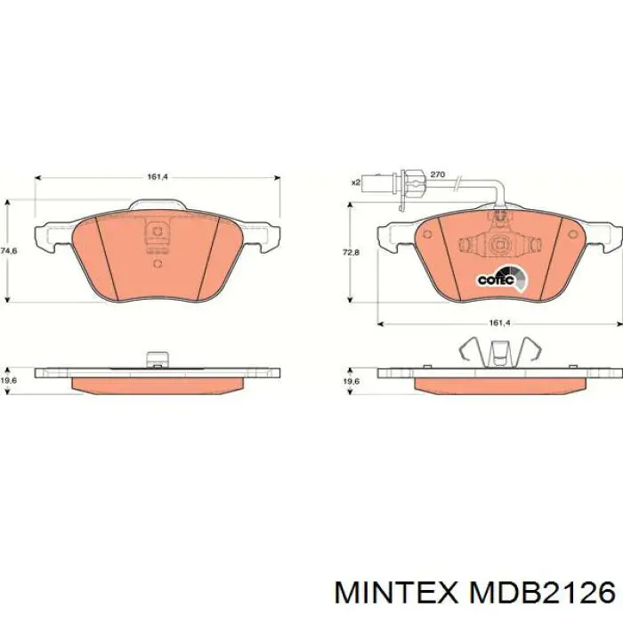 Передні тормозні колодки MDB2126 Mintex