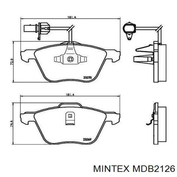 Колодки гальмівні передні, дискові MDB2126 Mintex