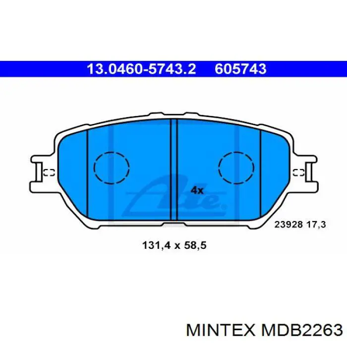 Колодки гальмівні передні, дискові MDB2263 Mintex