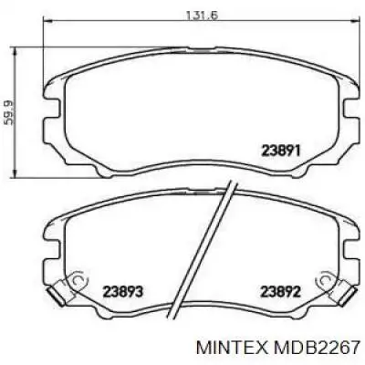 MDB2267 Mintex колодки гальмівні передні, дискові