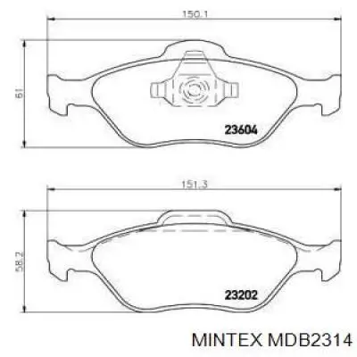 MDB2314 Mintex Передні гальмівні колодки