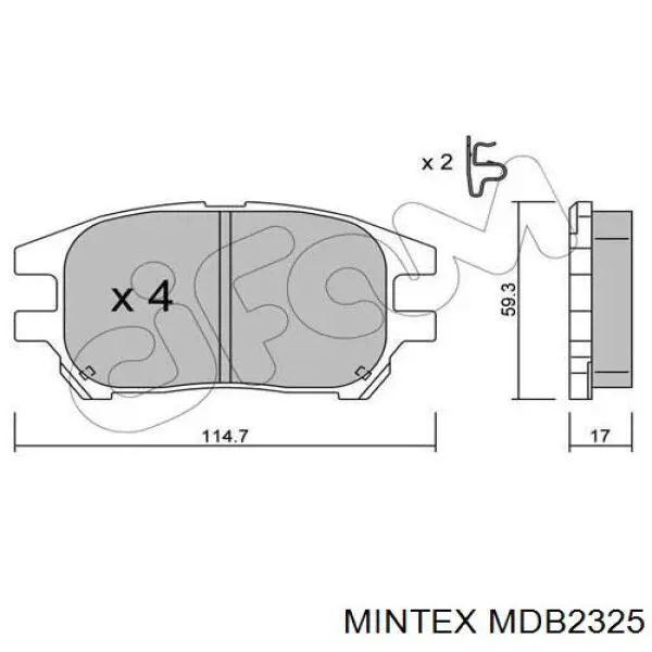 MDB2325 Mintex колодки гальмівні передні, дискові