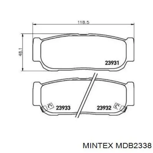 MDB2338 Mintex колодки гальмові задні, дискові