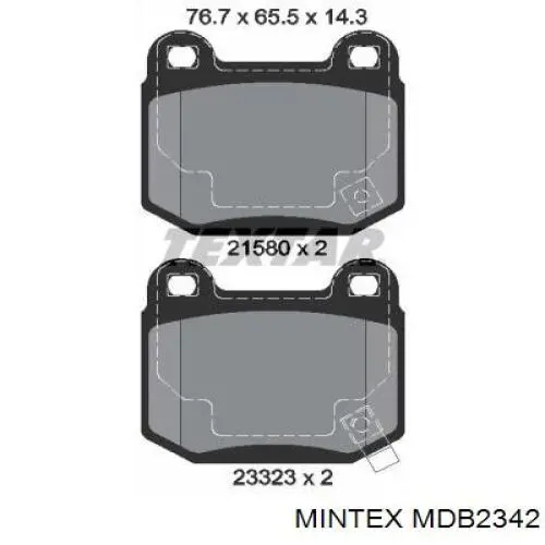 MDB2342 Mintex колодки гальмові задні, дискові