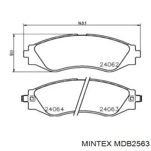 MDB2563 Mintex колодки гальмівні передні, дискові