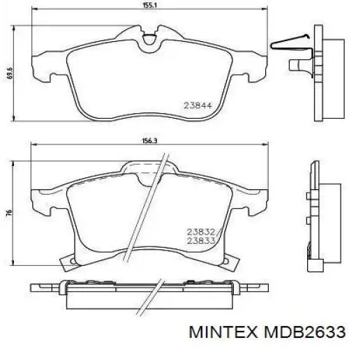 Купити MDB2633 Mintex Колодки гальмівні передні, дискові