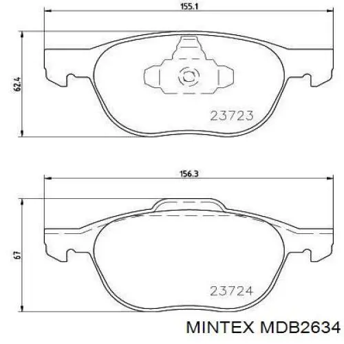 MDB2634 Mintex Передні гальмівні колодки
