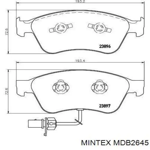 MDB2645 Mintex Передні гальмівні колодки