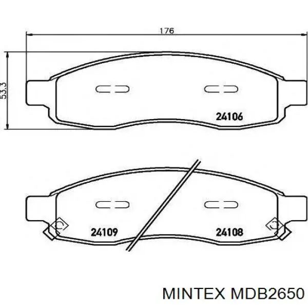 Колодки гальмівні передні, дискові MDB2650 Mintex