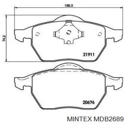 MDB2689 Mintex колодки гальмівні передні, дискові