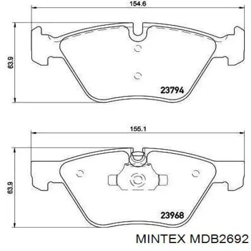 Купити MDB2692 Mintex Колодки гальмівні передні, дискові