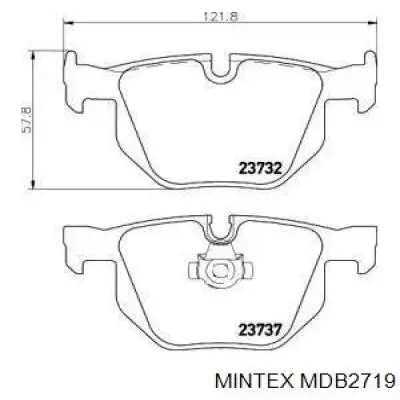 MDB2719 Mintex колодки гальмові задні, дискові