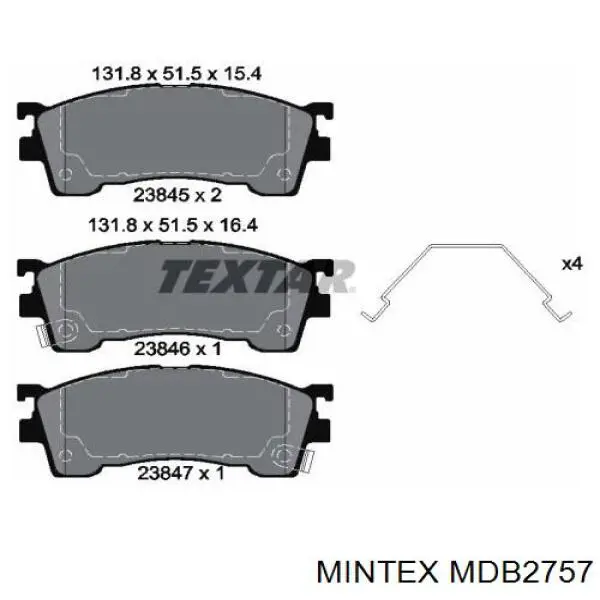 Купити MDB2757 Mintex Колодки гальмівні передні, дискові