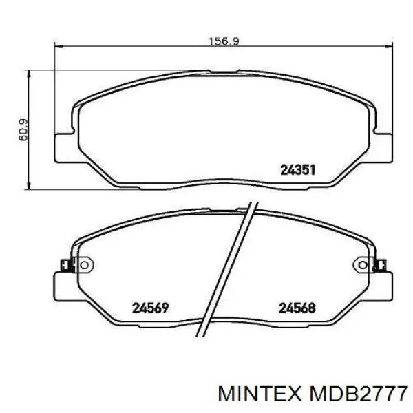 MDB2777 Mintex Передні гальмівні колодки