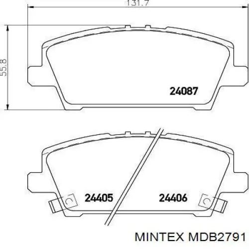MDB2791 Mintex колодки гальмівні передні, дискові